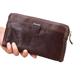 Men’s Vintage Coffee Genuine Leather Clutch Handbag Mens Purse Luxury Bag China Handbags for Men Leather Bags Luxury Clutches