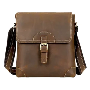 Men’s Vintage Genuine Leather Waterproof Laptop Crossbody Single Shoulder Sling Bag