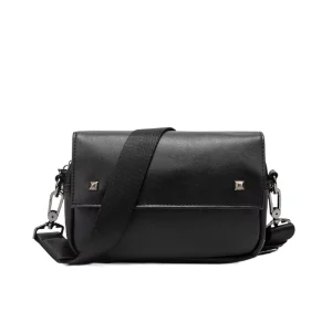 Men’s Vintage Messenger Bag Casual Rivet Shoulder Handbags with Belt Purse Sling Bags PU