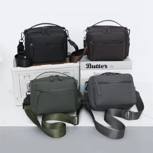 Men’s Vintage Nylon Cross-Body Bag Outdoor Sports Fashionable Casual Business Briefcase Waterproof Lightweight