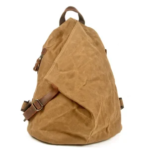 Men’s Vintage Outdoor Travel Backpack Waterproof Retro Oil Wax Canvas Bag with Zipper Closure Ami Kaji Tooling Leather Backpack