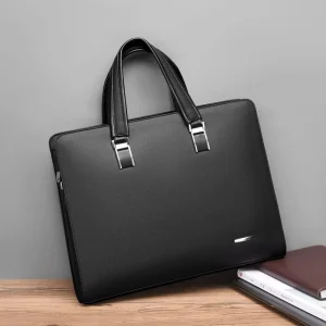 Men’s Vintage PU Leather Briefcase Waterproof Hard Bag with Rolling Laptop Feature for Work