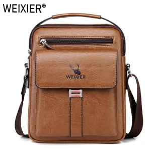 Men’s Vintage PU Shoulder Bag Retro Crossbody with Front Pocket Casual Leather Design