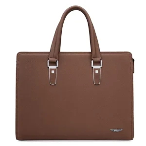 Men’s Vintage Soft Business Bag PU Leather Portable Work Briefcase Password Lock Anti-Theft Computer Bag