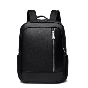 Men’s Vintage Style Backpack Large Capacity PU Anti Theft Feature Zipper Closure USB Polyester for Summer