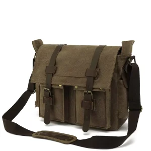Men’s Vintage Style Canvas Durable Messenger Shoulder Bag for Daily Use