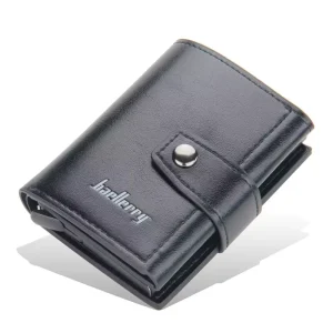 Men’s Vintage Style Card Wallet Zipper Closure RFID Protection Automatic Pop-out ID Storage Bag Card Holder Box