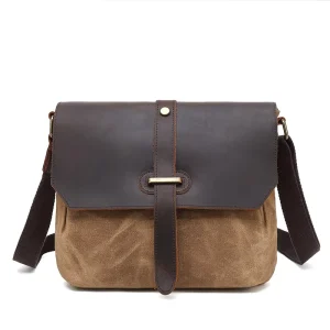 Men’s Vintage Style Durable Luxury Canvas Crossbody Bag With Zipper Closure And Custom Logo Lightweight For Outdoor Daily Use