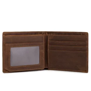 Men’s Vintage Style First Layer Cowhide Crazy Horse Genuine Leather Wallet Short Foreign Trade Stock