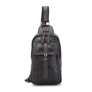 Men’s Vintage Style Vegan Leather Chest Bag Messenger Bag