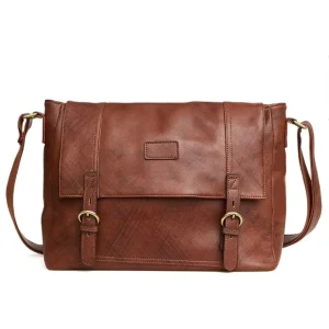 Men’s Vintage Top Layer Crazy Horse Real Cow Leather Briefcase Messenger Bag Business Bag