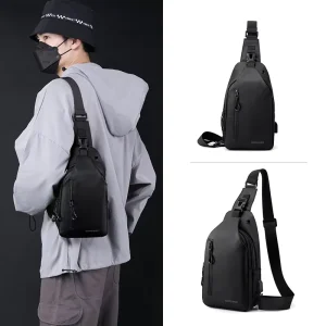 Men’s Waist Bag with Chest Pocket Large Capacity Single Shoulder Cross body Backpack Bag Water resistant Trendy Sport Waist Bag