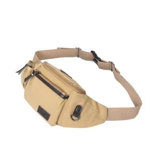 Men’s Waist Crossbody Shoulder Chest Bag with Zipper Closure Multi-Pocket Washed Canvas Creative Design