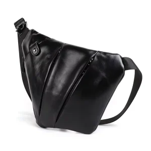 Men’s Waist Fanny Pack Casual Aesthetic Outdoor Leather Belt Bag with Zipper Closure for Hiking