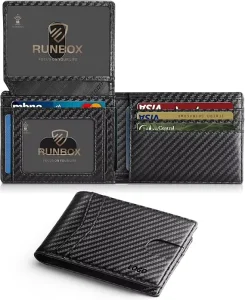 Men’s Wallet Carbon Fiber Black Open RFID Wallet Portable Cash Bag Customizable
