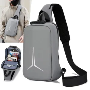 Men’s Water-Resistant Anti-Theft Leather Shoulder Bag Casual Simple Crossbody Multi-Functional Design Styling Chest Bag