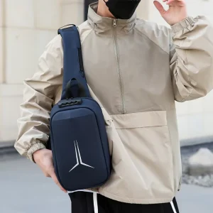 Men’s Water-Resistant Anti-Theft Leather Shoulder Bag Casual Simple Crossbody Multi-Functional Design Styling Chest Bag