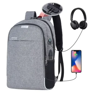 Men’s Waterproof Anti Theft Backpack USB Charger Business Laptop Bag Zipper Letter Password Protected for Secure Computer