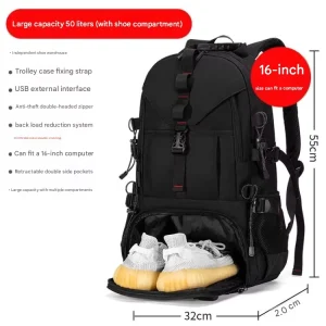 Men’s Waterproof Breathable Polyester Lining Zipper Closure Travel Outdoor Sports Backpack