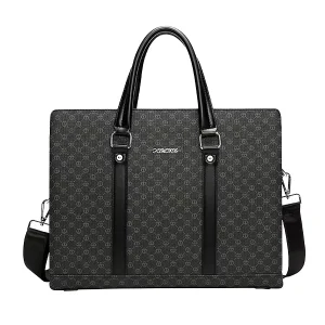 Men’s Waterproof Business Briefcase Laptop Bag Large Capacity 14 Inch PU Crossbody Shoulder Bag
