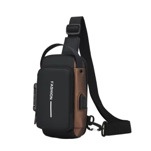Men’s Waterproof Chest Bag with USB Port Custom Logo Zipper Closure for Outdoor and Daily Use Travel Sling