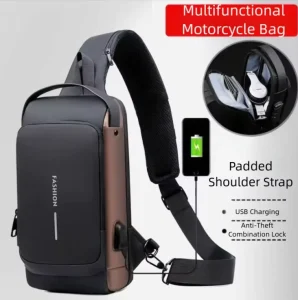 Men’s Waterproof Chest Bag with USB Port and Anti-Theft Lock Zipper Closure for Outdoor and Daily Use Travel Sling