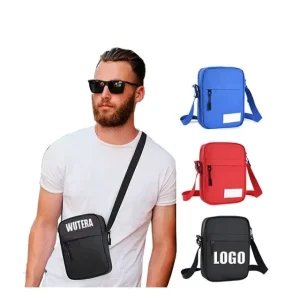 Men’s Waterproof Cross Body Pack One Strap Oxford Side Bag Durable Polyester Lined Messenger Sling Zipper Closure Travel