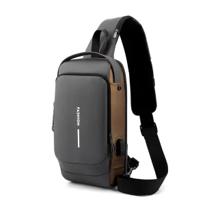 Men’s Waterproof Crossbody Chest Bag with Fashion Design for Rainy Days and Outdoor Use