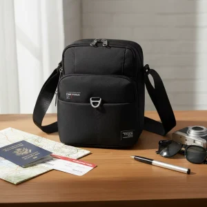 Men’s Waterproof Durable Lightweight Anti Theft Business Crossbody Shoulder Sling Bag in Oxford Cloth with Coin Purse