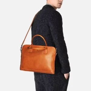 Men’s Waterproof Genuine Leather Business Travel Laptop Briefcase Office Computer Bag
