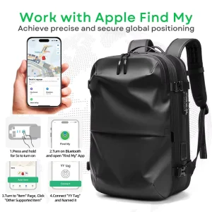 Men’s Waterproof Laptop Bag Support Apple IOS Find My System TSA Lock Dry Wet Area Travel Outdoor Compressing Backpack