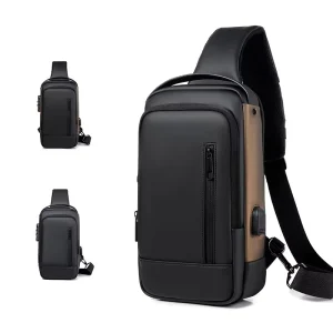 Men’s Waterproof Motorcycle Chest Bag One Shoulder Leisure Sports Crossbody Anti Theft Custom Logo Print Messenger Bag