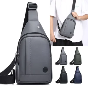 Men’s Waterproof Nylon Chest Bag Simple Fashionable Large Capacity Multi-layer Crossbody Bag Casual Shoulder Bag