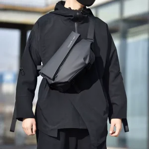 Men’s Waterproof Nylon Chest Bag Streetwear Motorcycle Crossbody Sling Pack for Work & Travel