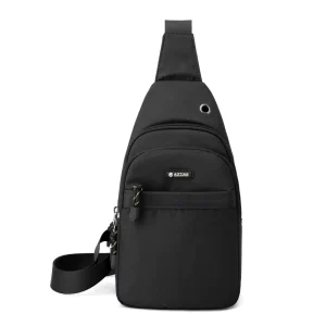 Men’s Waterproof Oxford Cross Body Sling Bag Tassel Letter Pattern Durable Fashionable Multi-Pockets Shoulder Messenger