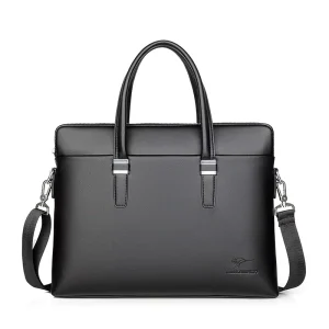 Men’s Waterproof PU Briefcase Soft Bag Business Laptop Bag A4 Document Travel Office Shoulder Handbag