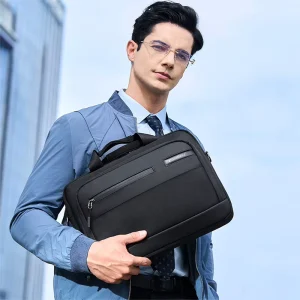 Men’s Waterproof Polyester Casual Business Large Capacity Lightweight Laptop Briefcase with Shoulder Strap