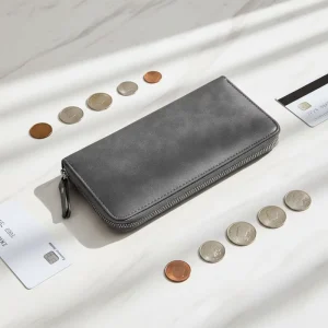 Men’s Waterproof RFID Blocking Long PU Leather Clutch Wallet with Cover Closure Fashion Mobile Phone Bag