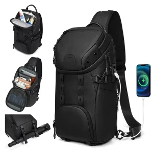 Men’s Waterproof Shoulder Bag with Dry Wet Separation USB Charging Port Large Capacity Wear-resistant Bag