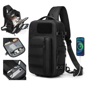 Men’s Waterproof Shoulder Bag with Dry Wet Separation USB Port Tablet Compartment Large Capacity Single-shoulder Bag