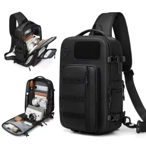 Men’s Waterproof Single Shoulder Bag with Dry Wet Separation USB Charging Port Tablet Compartment Large Capacity Men Bag