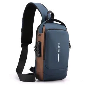 Men’s Waterproof USB Oxford Crossbody Chest Bag Anti theft Shoulder Sling Bag Multifunction Short Travel Messenger Chest Pack