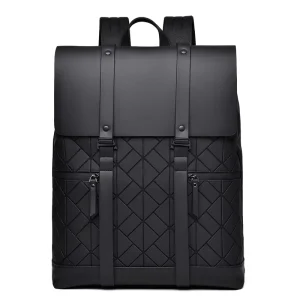 Men’s Waterproof Vintage Style Laptop Backpack USB Charging Port Portable Anti Theft Travel Bag Business Leather Film Design