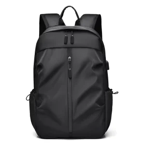 Men’s Waterproof Zipper Casual Sports Backpack with USB Charging Port Computer Backpack