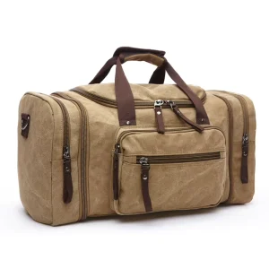 Men’s Waxed Canvas Leather Travel Duffel Bag Gym Sports Weekender Luggage Carry on for Airplane Travel Bags