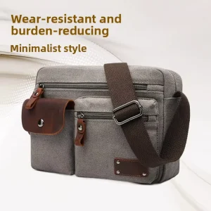 Men’s Women’s Canvas Shoulder Bag Multi-functional Crossbody Outdoor Portable Casual Fashionable Messenger Bag