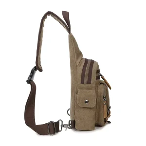 Men’s Women’s Canvas Shoulder Diagonal Chest Bag Buckle Leisure Travel Model All Seasons 0.68kg
