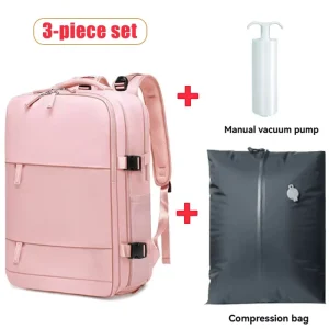 Men’s Women’s Casual USB Smart Backpack Vacuum Compression Bag Pump Waterproof Nylon Zipper Unisex Laptop Travel Bags 20 35L