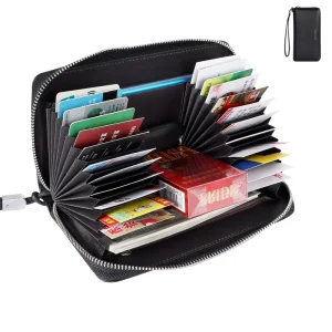 Men’s Women’s Large Capacity RFID Waterproof Leather Coin Purse Customizable Fashion Business Card Bag Available Black Rose