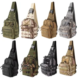 Men’s Women’s Outdoor Tactical Chest Crossbody Bag Camouflage Waterproof Polyester Nylon Multifunctional Camping Hiking Sports